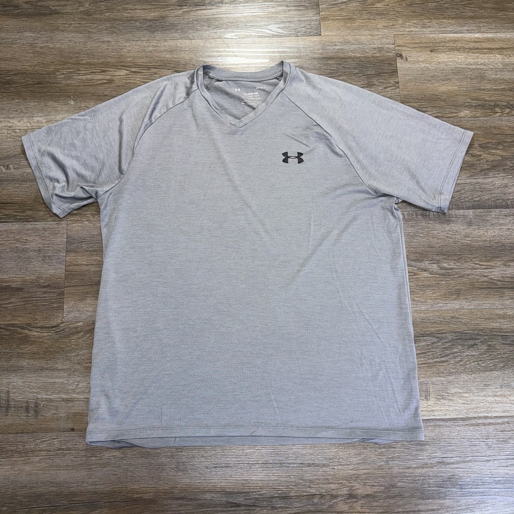 Under Armour Gray Tech V-Neck Short-Sleeve Performance Shirt Mens Large